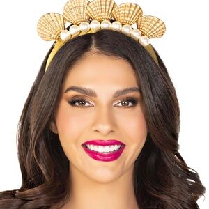 Leg Avenue Pearl Shell Mermaid Crown Gold headband Hair Accessories | Halloween